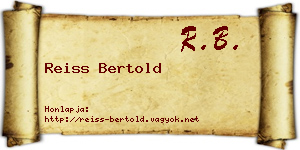 Reiss Bertold névjegykártya